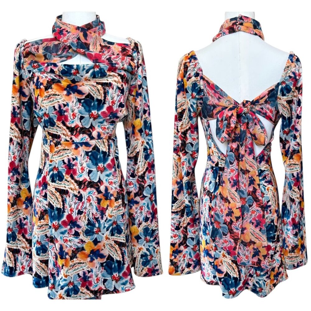 For Love & Lemons Blake Mini Dress Floral Cutout M - Picture 12 of 14